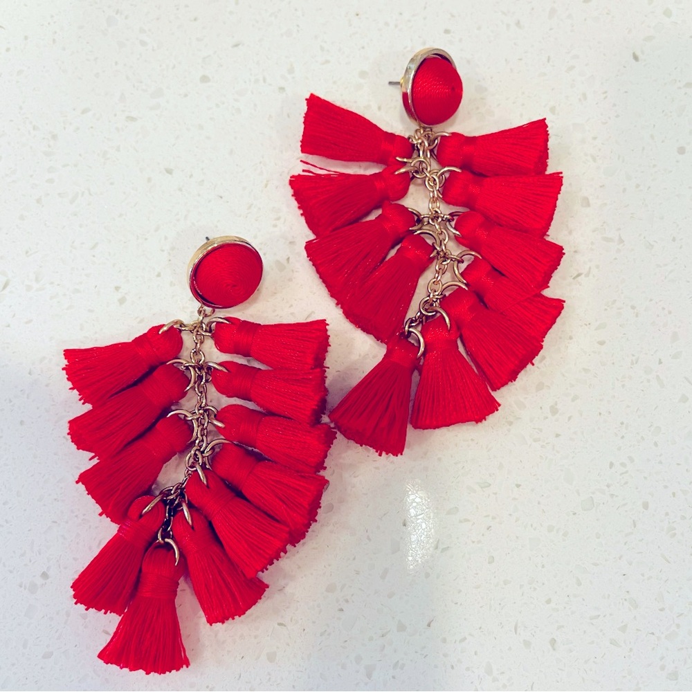 Red & Gold Fringe Earrings 💃🏼